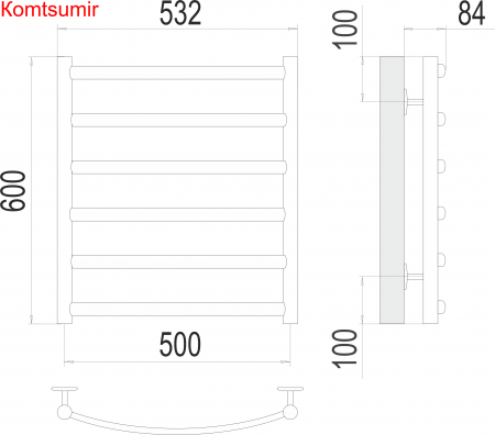 Атланта+ П6 500х600 Полотенцесушитель  TERMINUS Атланта+ П6 500х600 Полотенцесушитель  TERMINUS