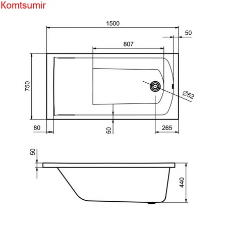 Ванна акриловая Santek Фиджи 150х75, белая Ванна акриловая Santek Фиджи 150х75, белая