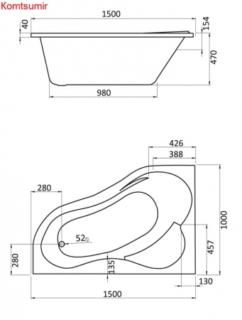 Ванна акриловая Santek Ибица 150х100, левосторонняяя, белая Ванна акриловая Santek Ибица 150х100, левосторонняяя, белая