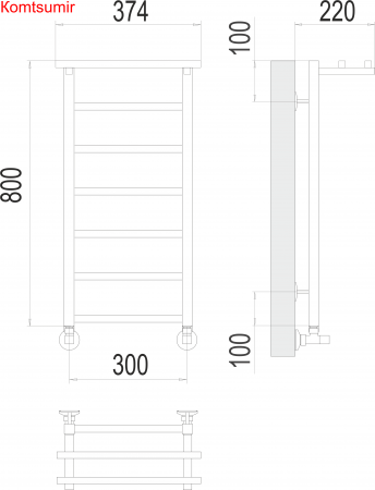 Контур с/п П7 300х800 Полотенцесушитель  TERMINUS Контур с/п П7 300х800 Полотенцесушитель  TERMINUS