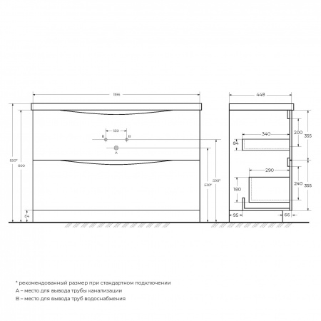База под раковину напольная BelBagno MARINO-1200-2C-PIA-BL-P База под раковину напольная BelBagno MARINO-1200-2C-PIA-BL-P