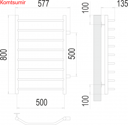 Виктория П8 500х800 бп500 Полотенцесушитель  TERMINUS Виктория П8 500х800 бп500 Полотенцесушитель  TERMINUS