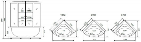 Timo Lux T-7735 душевая кабина (135*135*220), шт Timo Lux T-7735 душевая кабина (135*135*220), шт