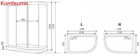 Timo Standart T-1102 P R душевая кабина (120*85*220), шт Timo Standart T-1102 P R душевая кабина (120*85*220), шт