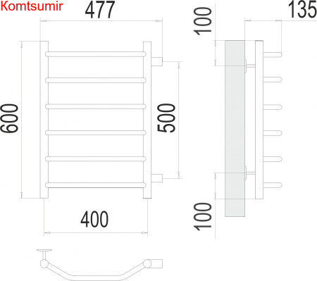 Виктория П6 400х600 бп500 Полотенцесушитель  TERMINUS Виктория П6 400х600 бп500 Полотенцесушитель  TERMINUS