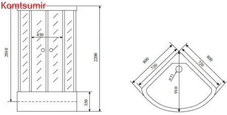 Timo Standart T-6680 Silver душевая кабина (80*80*220), шт Timo Standart T-6680 Silver душевая кабина (80*80*220), шт