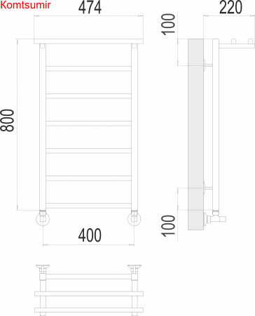 Контур с/п П7 400х800 Полотенцесушитель  TERMINUS Контур с/п П7 400х800 Полотенцесушитель  TERMINUS