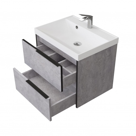 Тумба Fostero 60 подвесная Цемент Светлый с раковиной Тумба Fostero 60 подвесная Цемент Светлый с раковиной
