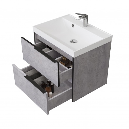 Тумба Fostero 60 подвесная Цемент Светлый с раковиной Тумба Fostero 60 подвесная Цемент Светлый с раковиной