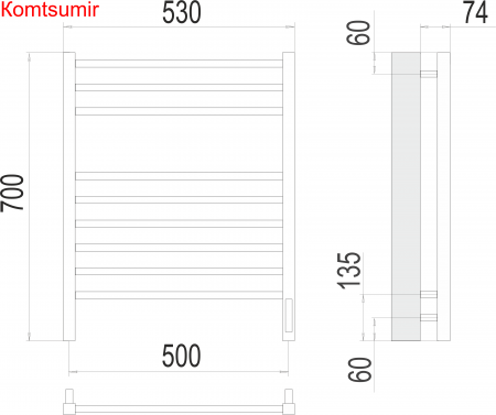 Сицилия П9 500х700 электро (sensor quick touch) Полотенцесушитель TERMINUS) Сицилия П9 500х700 электро (sensor quick touch) Полотенцесушитель TERMINUS)