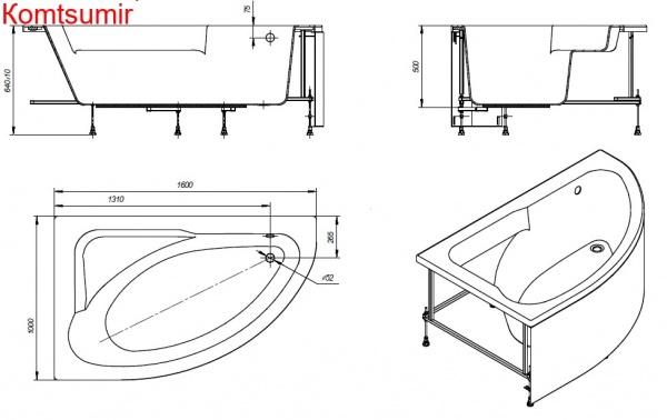 Ванна акриловая Roca WELNA асимметричная 160х100 правосторонняя, белая (7.2486.4.300.0) Ванна акриловая Roca WELNA асимметричная 160х100 правосторонняя, белая (7.2486.4.300.0)