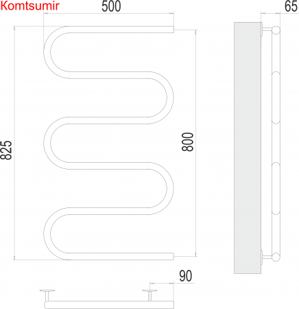 Электро 25 Ш-обр 500х800 Полотенцесушитель  TERMINUS Электро 25 Ш-обр 500х800 Полотенцесушитель  TERMINUS