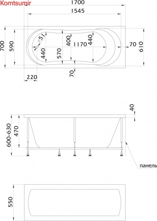 Акриловая ванна 1Marka LIBRA 170х70 Акриловая ванна 1Marka LIBRA 170х70