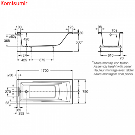Ванна акриловая Roca HALL прямоугольная 170х75 Ванна акриловая Roca HALL прямоугольная 170х75