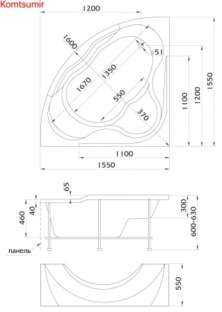 Акриловая ванна 1Marka Aima Design GRAND LUXE 155x155 Акриловая ванна 1Marka Aima Design GRAND LUXE 155x155