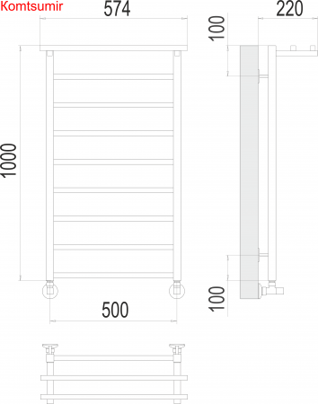 Контур с/п П9 500х1000 Полотенцесушитель  TERMINUS Контур с/п П9 500х1000 Полотенцесушитель  TERMINUS