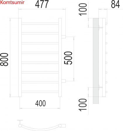 Классик П8 400х800 бп500 Полотенцесушитель  TERMINUS Классик П8 400х800 бп500 Полотенцесушитель  TERMINUS