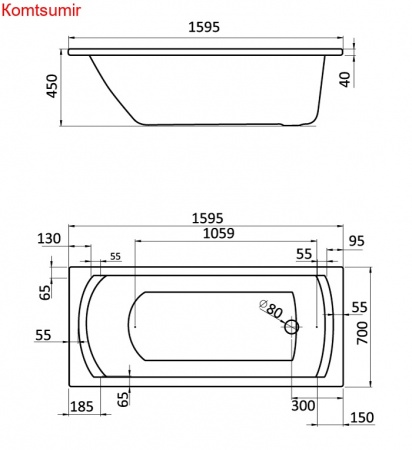 Ванна акриловая Santek Монако прямоугольная 160х70, белая Ванна акриловая Santek Монако прямоугольная 160х70, белая
