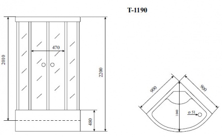 Timo Standart T-1190 душевая кабина (90*90*220), шт Timo Standart T-1190 душевая кабина (90*90*220), шт